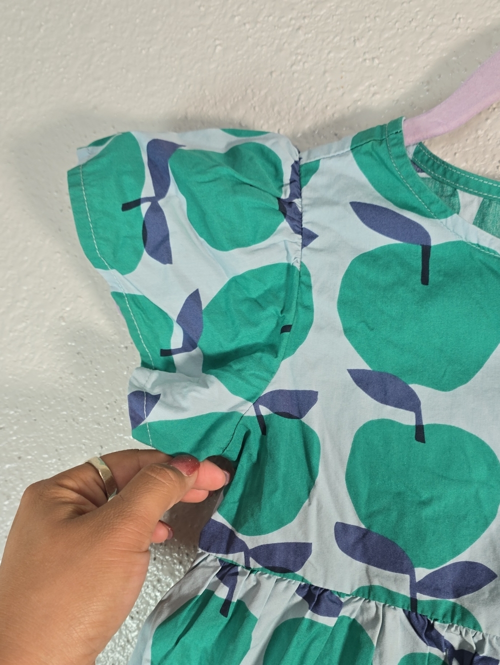 Tea Collection Green Apple Print Ruffled Kids Dress - Picture 3 of 9